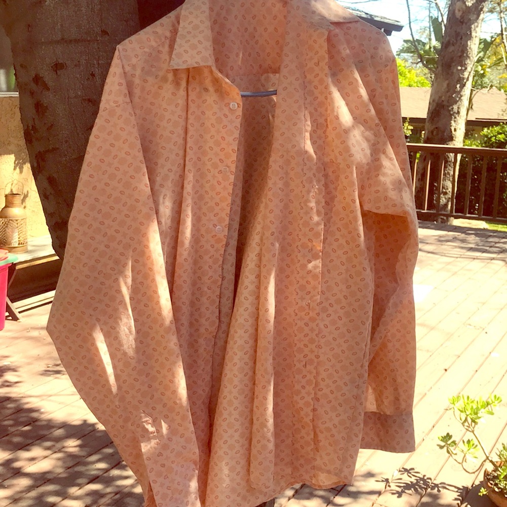Long sleeved orange cream button down shirt